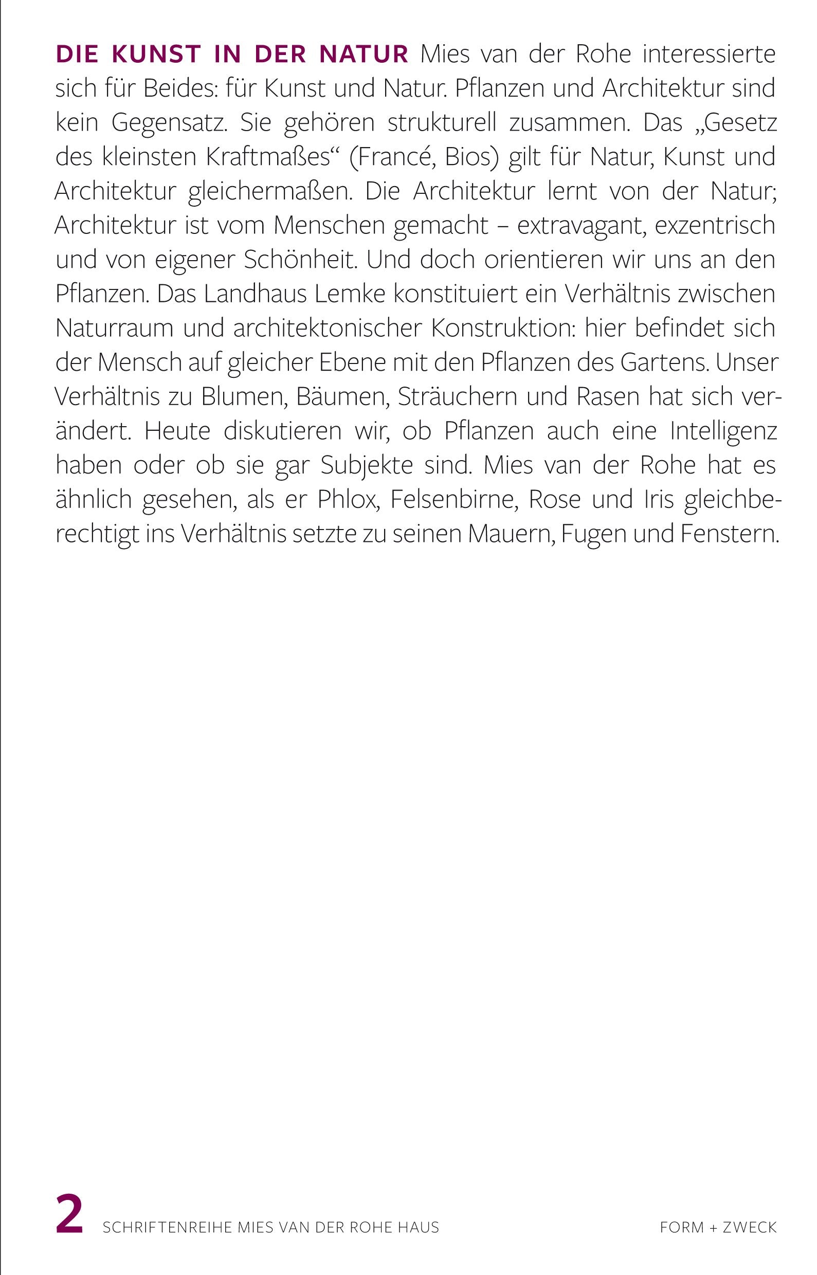 Die Kunst in der Natur (Schriftenreihe Mies van der Rohe Haus) Film, Art & Culture