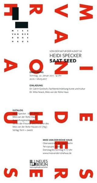 Heidi Specker: Saat Seed (Kataloge des Mies van der Rohe Hauses) Film, Art & Culture