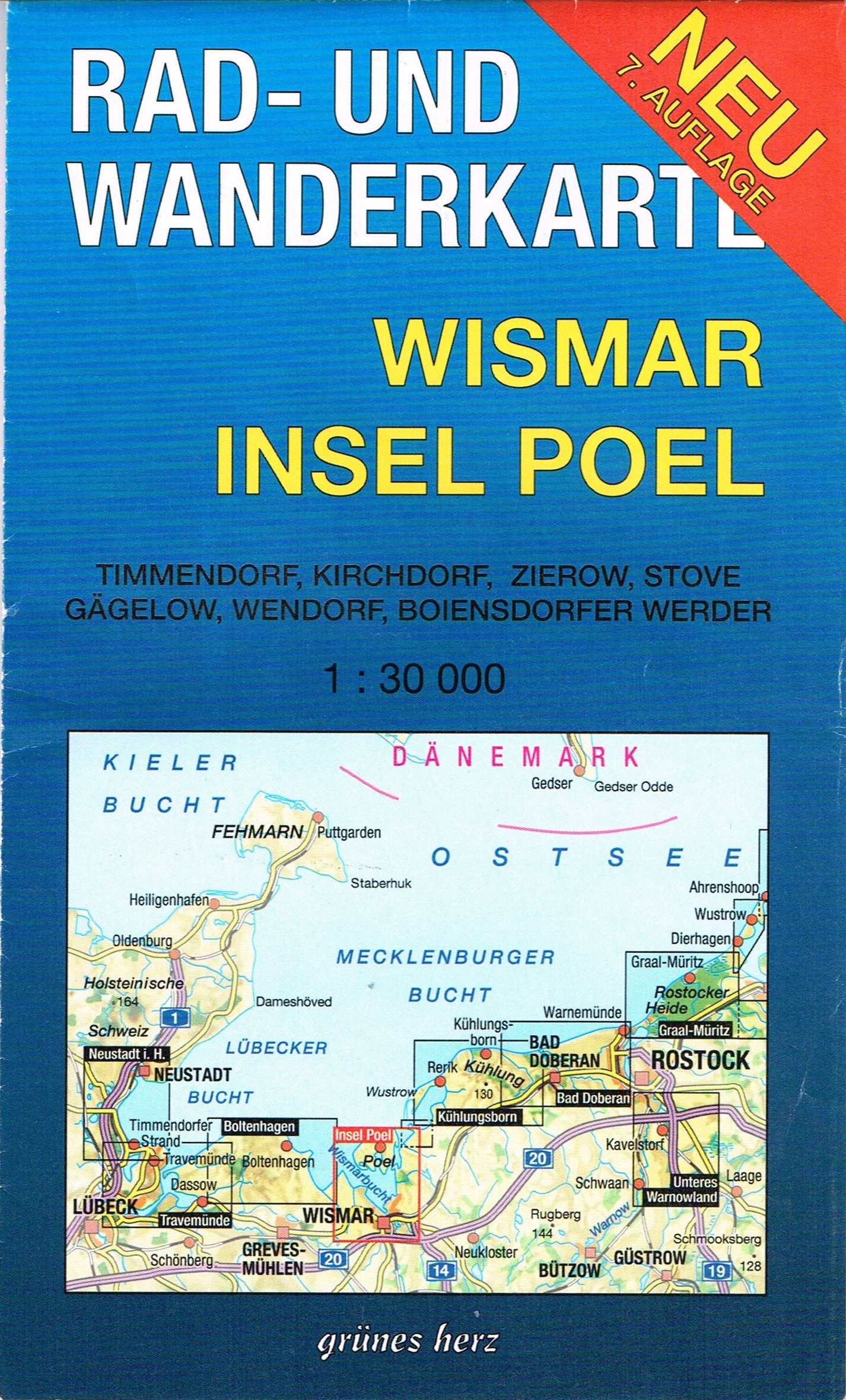 Rad- und Wanderkarte Wismar, Insel Poel: Mit Timmendorf, Kirchdorf, Zierow, Stove, Gägelow, Wendorf, Boiensdorfer Werder. Maßstab 1:30.000. Leisure, Home & Garden