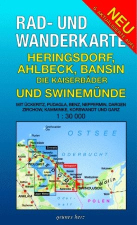 Rad- und Wanderkarte Heringsdorf, Ahlbeck, Bansin - Die Kaiserbäder und Swinemünde: Mit Ückeritz, Pudagla, Benz, Neppermin, Dargen, Zirchow, Kamminke, Korswandt und Garz. Maßstab 1:30.000. Leisure, Home & Garden
