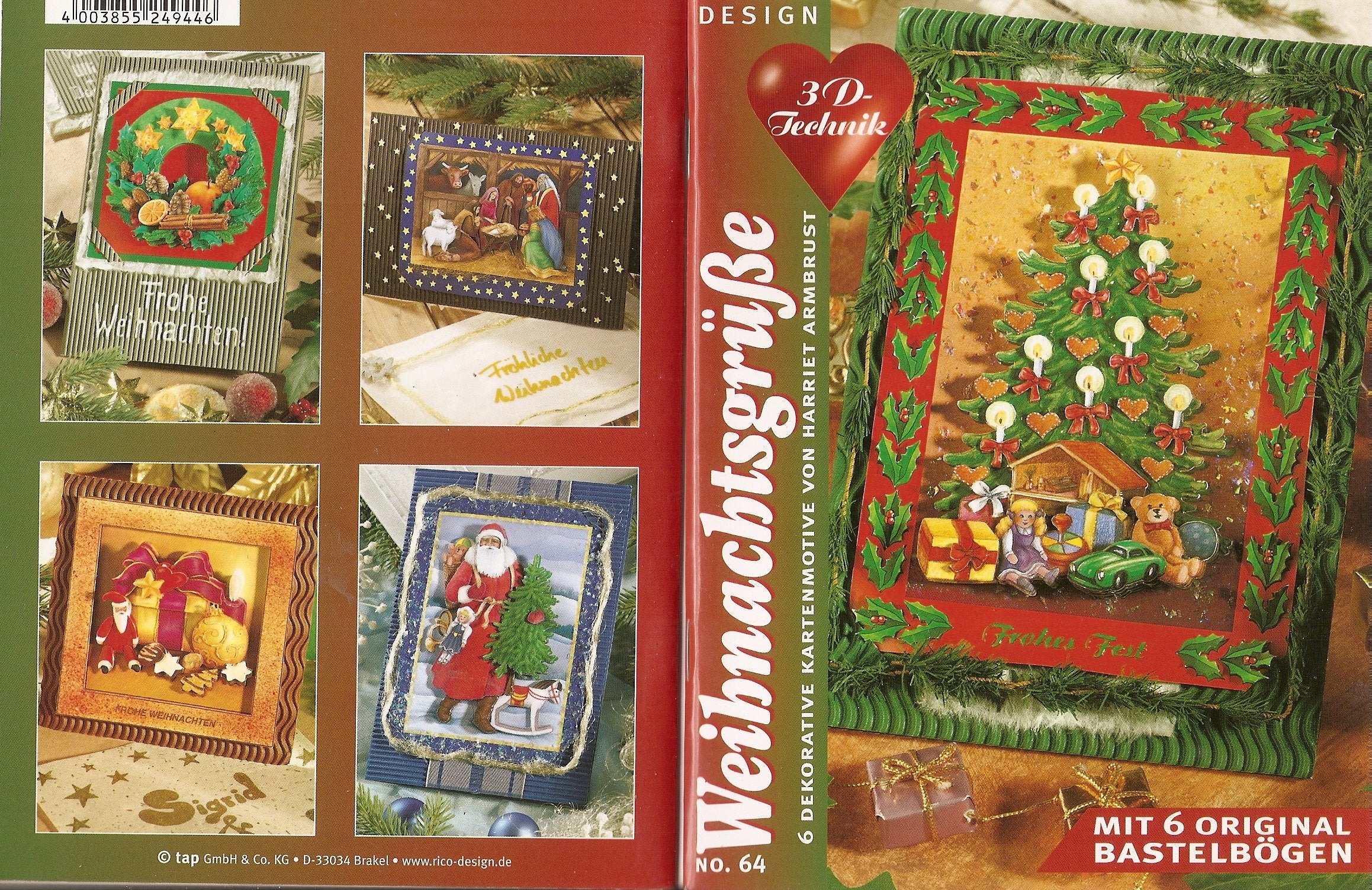 3D-Technik, Weihnachtsgrüße: 6 dekorative Kartenmotive. Mit 6 Original Bastelbögen Hobbies & Crafts