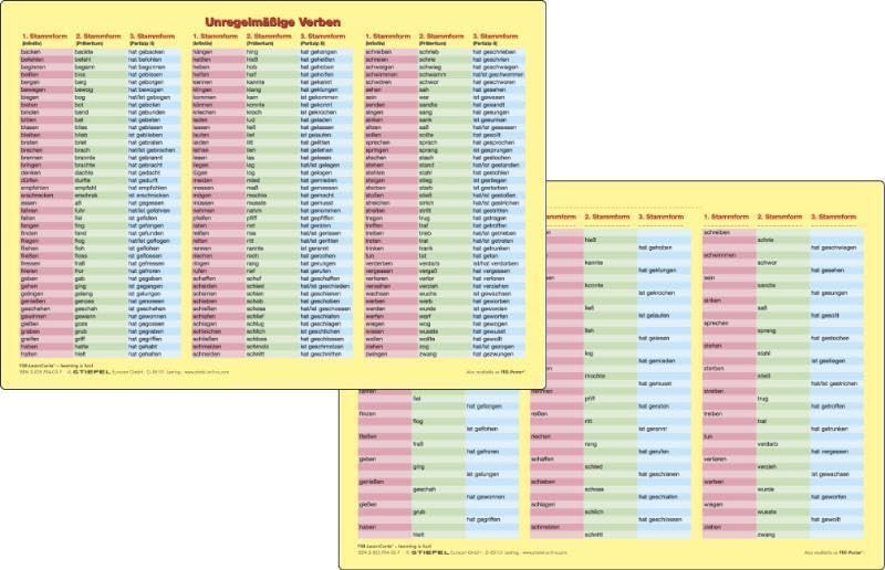 Unregelmässige Verben - Lernkarte DIN A4 book