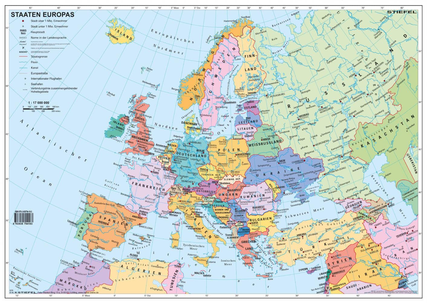 Staaten Europas: Handkarte Leisure, Home & Garden