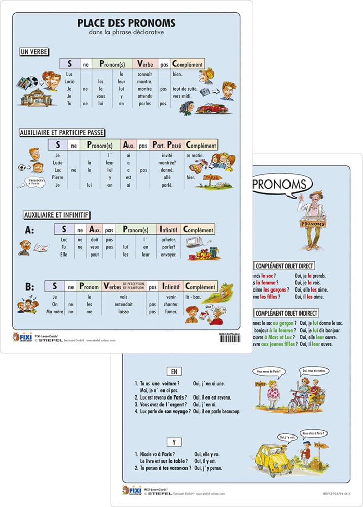 Place de Pronoms - Lernkarte DIN A4: FIXI-LearnCard® Verpackungseinheit 5 Stück(3,95€ je Lernkarte) Foreign Languages ​​& Dictionaries