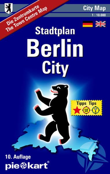 Berlin City 1 : 10.000 Stadtplan: Detaillierte Zentrumkarte mit Sightseeing-, Shopping- und Nightlife-Tipps, Museen, Theatern, Kinos, ÖPNV, Straßenverzeichnis. Maps & Plans