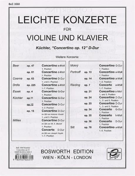 Leichte Konzerte für Violine und Klavier Books