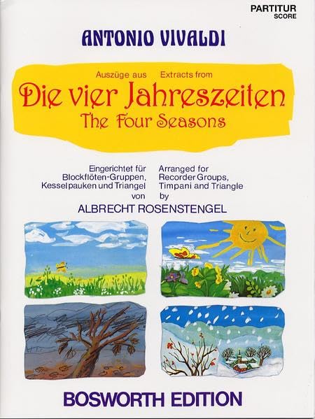 Antonio Vivaldi: Die vier Jahreszeiten (Auszüge): arrangiert für Blockflöten-Quartett, Kesselpauken und Triangel Sheet Music