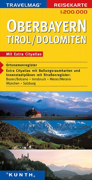 KUNTH Reisekarte Oberbayern - Tirol - Dolomiten 1 : 200 000 book