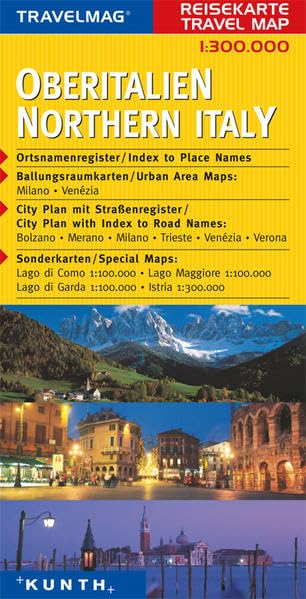 KUNTH Reisekarte Oberitalien 1:300000: Mit Ortsnamenregister, Ballungsraumkarten Milano, Venezia. City Plan mit Straßenregister: Bolzano, Merano, ... Lago di Garda, Istrien (KUNTH Reisekarten) Leisure, Home & Garden
