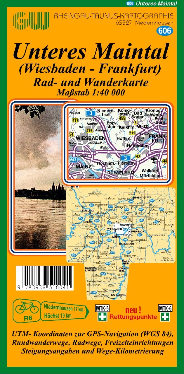606 Unteres Maintal (Wiesbaden - Frankfurt): Rad- und Wanderkarte. 1:40000 mit Rettungpunkten book