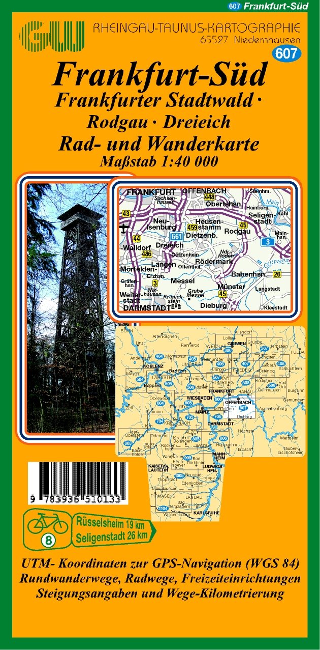 607 Frankfurt - Süd: Frankfurter Stadtwald - Rodgau - Dreieich, Rad- Wanderkarte. 1:40000 Contemporary literature Books