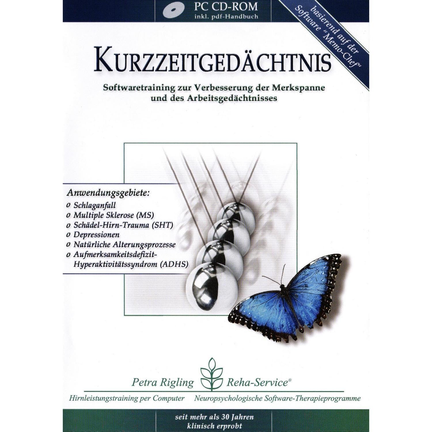 Kurzzeitgedächtnis- Schlaganfall, Schädel-Hirn-Trauma (SHT) und Gehirn-OP - Reha-Softwaretraining zur Verbesserung der Merkspanne und des Arbeitsgedächtnisses von Petra Rigling Learning