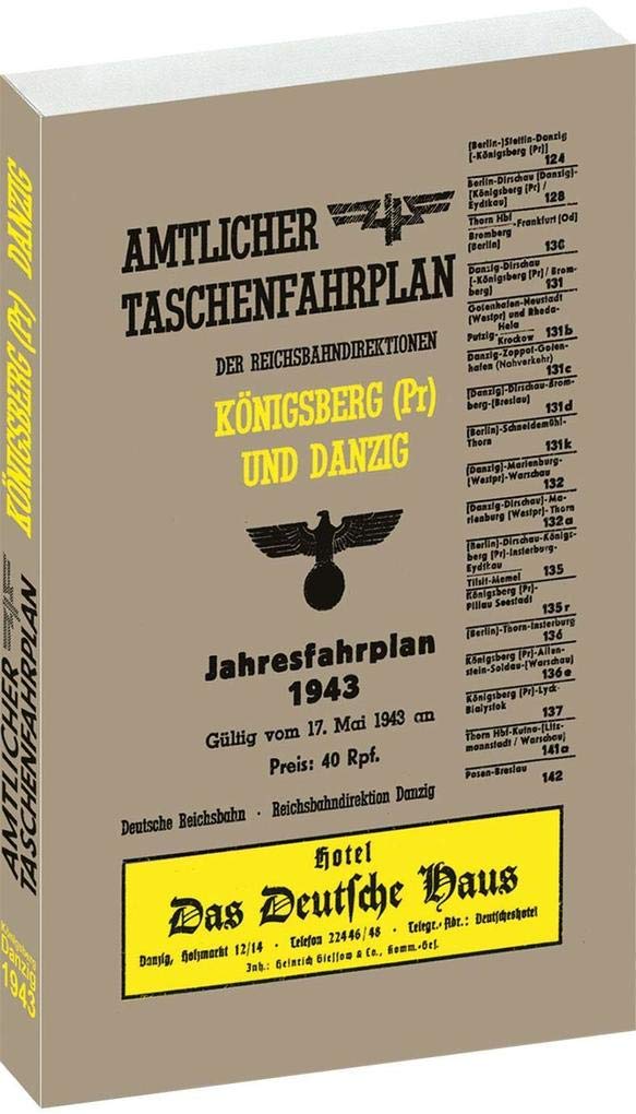 Amtlicher Taschenfahrplan der Reichsbahndirektionen Königsberg (Pr.) und Danzig - Jahresfahrplan 1943 Hobbies & Crafts
