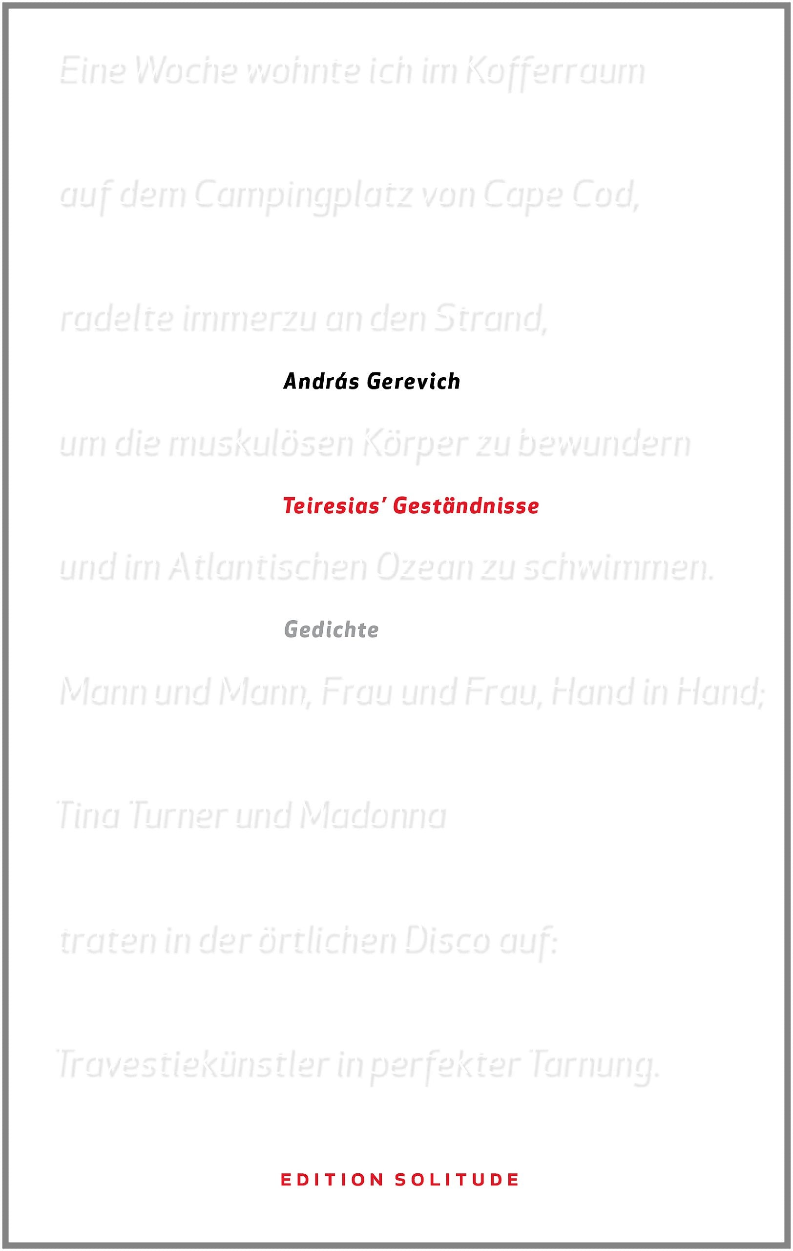 Teiresias' Geständnisse Poetry