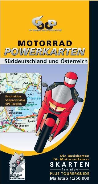 Motorrad Powerkarten Süddeutschland und Österreich 1 : 250 000. Powerbox: Plus Elsass / Vogesen. 8 laminierte Kartenblätter plus Tourerguide. GPS-tauglich book