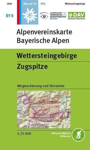 Wettersteingebirge, Zugspitze: Topographische Karte1:25.000 mit Wegmarkierungen und Skirouten: Wegmarkierung und Skirouten. Naturverträgliche Skitouren (Alpenvereinskarten) Leisure, Home & Garden