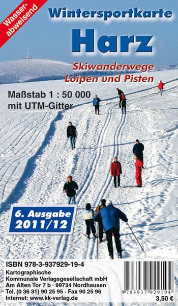 Wintersportkarte Harz: Maßstab 1:50 000: Skiwanderwege, Loipen und Pisten. Wasserabweisend. Mit UTM-Gitter Leisure, Home & Garden