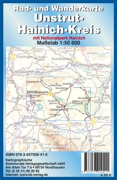 Unstrut-Hainich-Kreis: Rad- und Wanderkarte. Maßstab 1:50 000 Leisure, Home & Garden