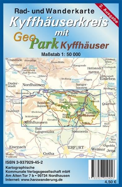 Kyffhäuserkreis mit GeoPark Kyffhäuser: Rad- und Wanderkarte 1:50 000 Geology & Geography