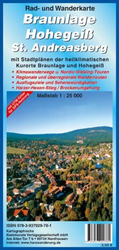 Braunlage - Hohegeiss - St. Andreasberg: Rad- und Wanderkarte. Massstab 1:25000 Maps & Plans