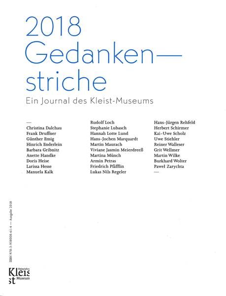 2018 Gedankenstriche: Ein Journal des Kleist-Museums Books