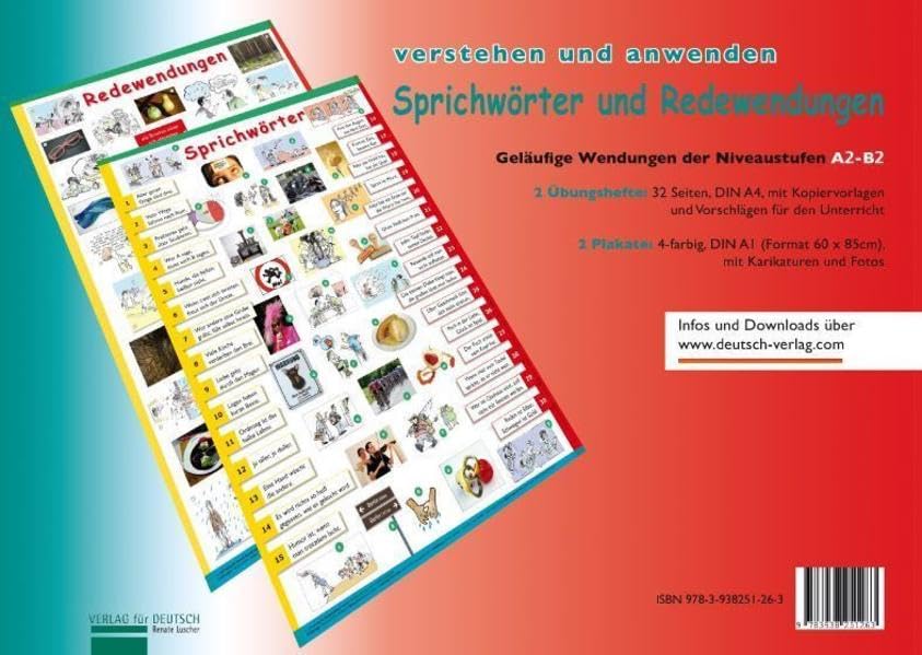Sprichwörter und Redewendungen: Geläufige Wendungen der Niveaustufen A2-B2, 2 Übungshefte und 2 Plakate: Plakate Sprichworter Und Redewendungen (Miscelaneous) Foreign Languages ​​& Dictionaries