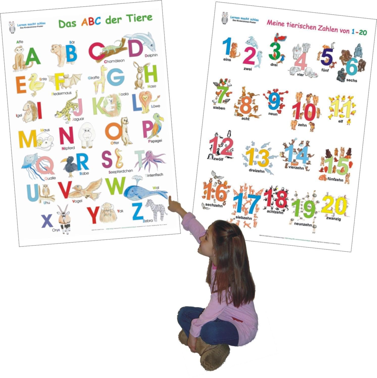 Das ABC der Tiere + Meine tierischen Zahlen von 1-20 im Set: 2 Lernposter 70 x 100 cm, gerollt, abwaschbar + UV-Lack beschichtet: 2 Lernposter, gerollt, abwaschbar + UV-Lack beschichtet Learning & Reference
