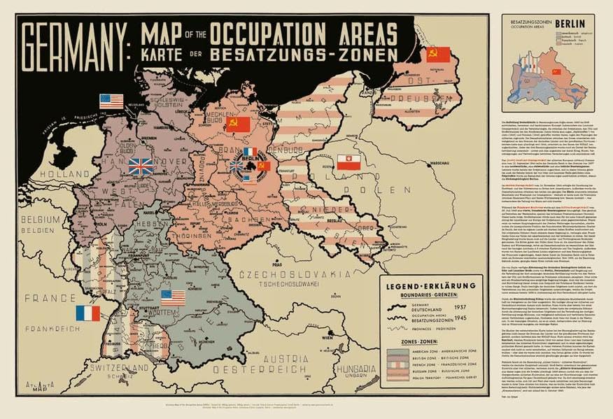 Occupation Map von 1951 (gefaltet) Map of the Occupation Areas - Karte der Besatzungszonen): Darstellung der Besatzungszonen von Deutschland und ... Text von Jan Gympel deutsch/englisch Leisure, Home & Garden