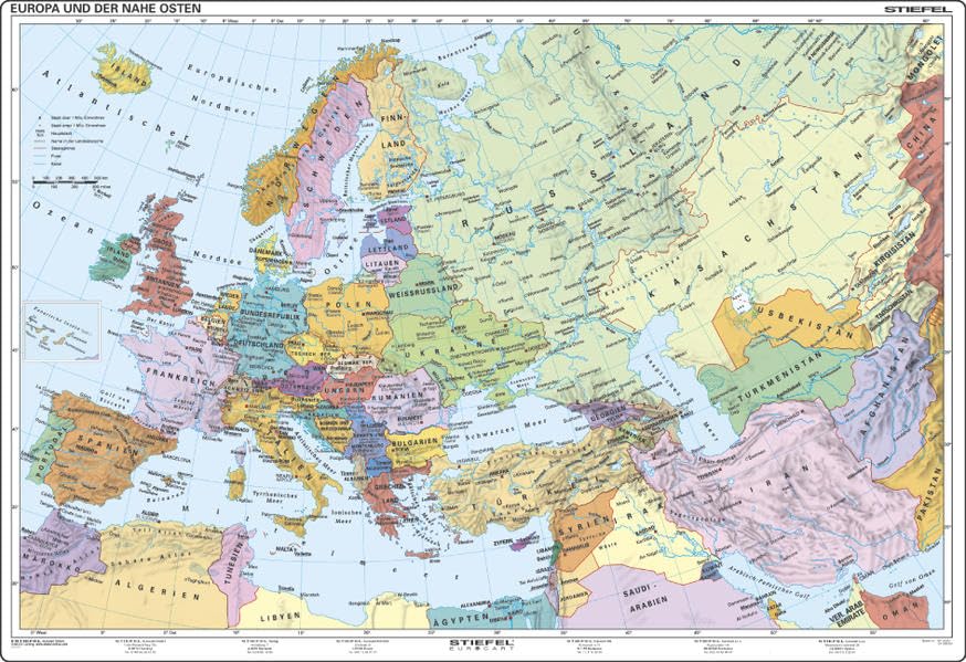 Europa und der Nahe Osten: Handkarte Leisure, Home & Garden