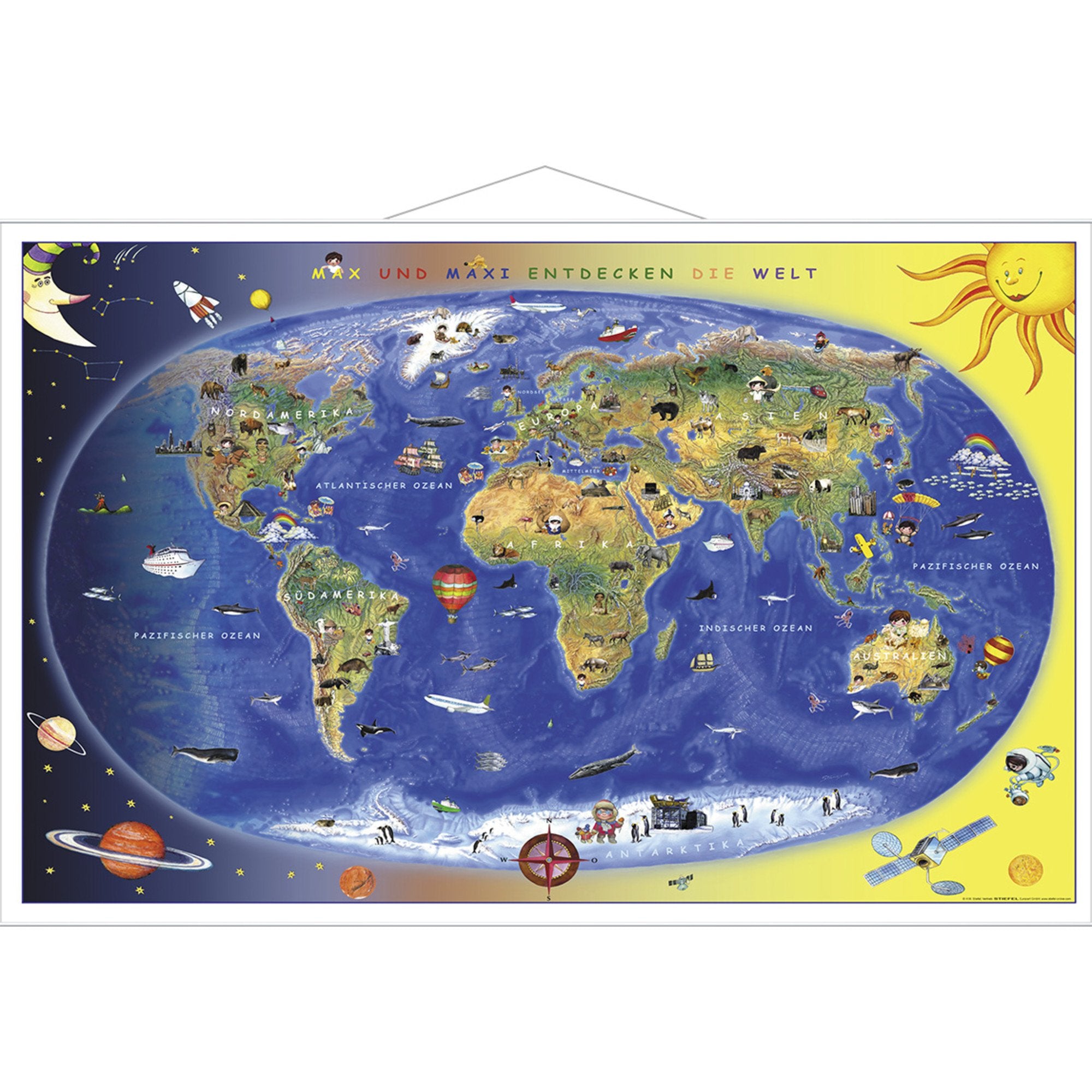 Kinderweltkarte Lernposter mit Metallbeleistung Leisure, Home & Garden
