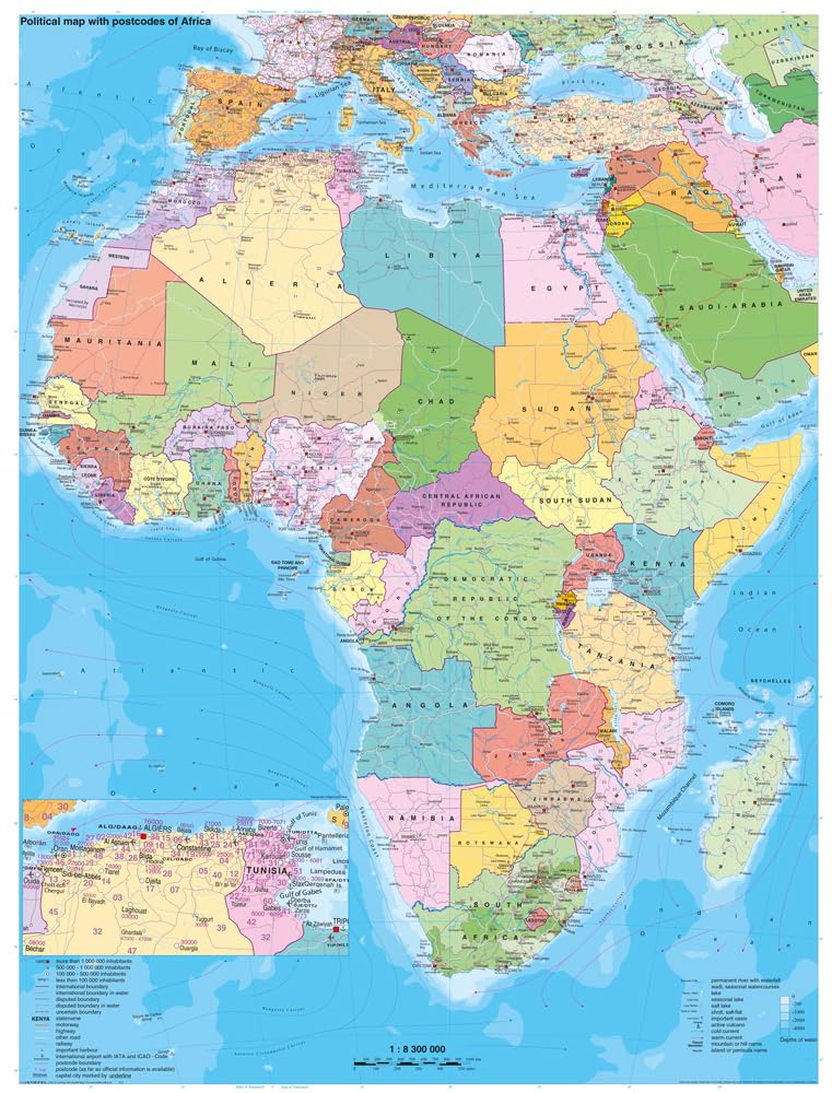 Afrika politisch mit Postleitbereichen: Wandkarte / Poster NEUE AUFLAGE Leisure, Home & Garden