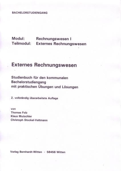 Externes Rechnungswesen, Studienbuch für den Bachelorstudiengang: (keine Auslieferung über den Buchhandel) Law