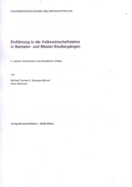 Einführung in die Volkswirtschaftslehre in Bachelor- und Masterstudiengängen: (keine Auslieferung über den Buchhandel) Law