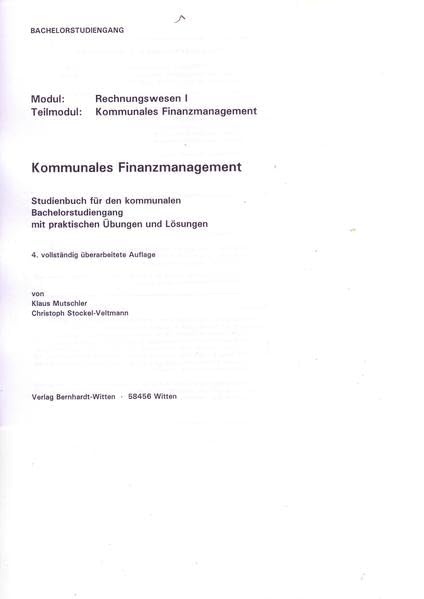 Kommunales Finanzmanagement für den Bachelorstudiengang: (keine Auslieferung über den Buchhandel) Law