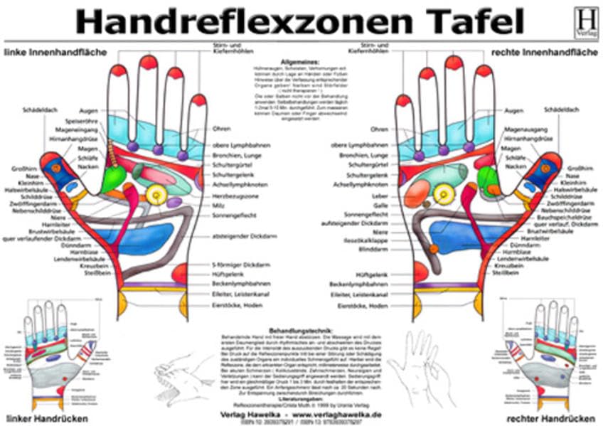 Handreflexzonen Tafel - A3 (laminiert) Medicine