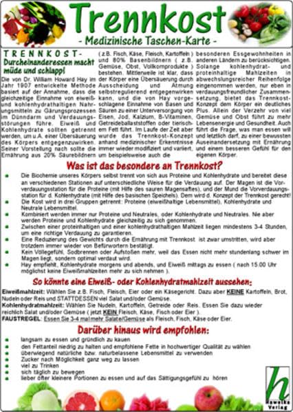 Trennkost / Medizinische Taschen-Karte Medicine