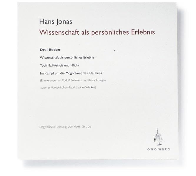 Wissenschaft als persönliches Erlebnis: Drei Reden. Volltextlesung von Axel Grube. 1 mp3-CD in handgefertigter Papphülle (Bibliophile Edition »Hörhefte«: Hörbücher in handgearbeiteten Papphüllen) Philosophy
