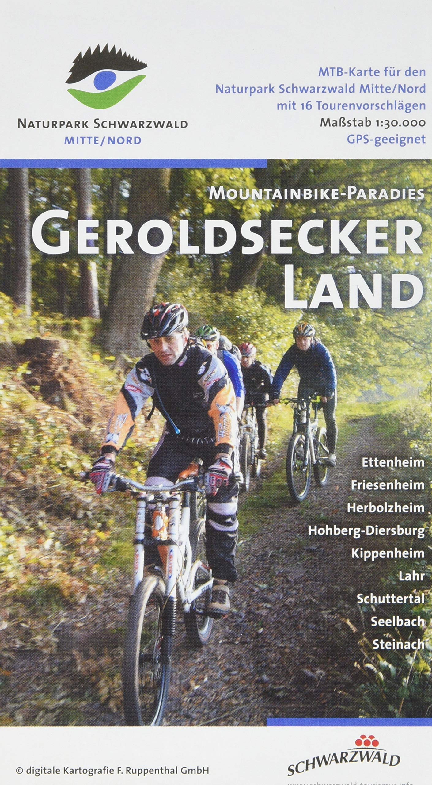 Mountainbike-Paradies Geroldsecker Land: Radkarte Maßstab 1:30000. Ettenheim, Friesenheim, Herbolzheim, Hohberg-Diersburg, Kippenheim, Lahr, Schuttertal, Seelbach, Steinach Leisure, Home & Garden