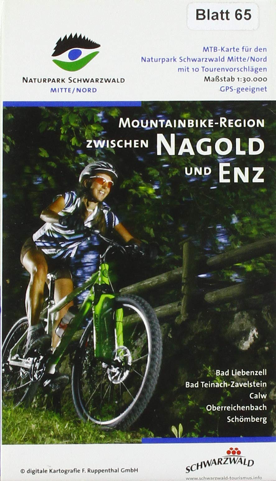 Mountainbike-Region zwischen Nagold und Enz, Bad Liebenzell, Bad Teinach-Zavelstein, Calw, Oberreichenbach: Radkarte. 1:30000 Geology & Geography