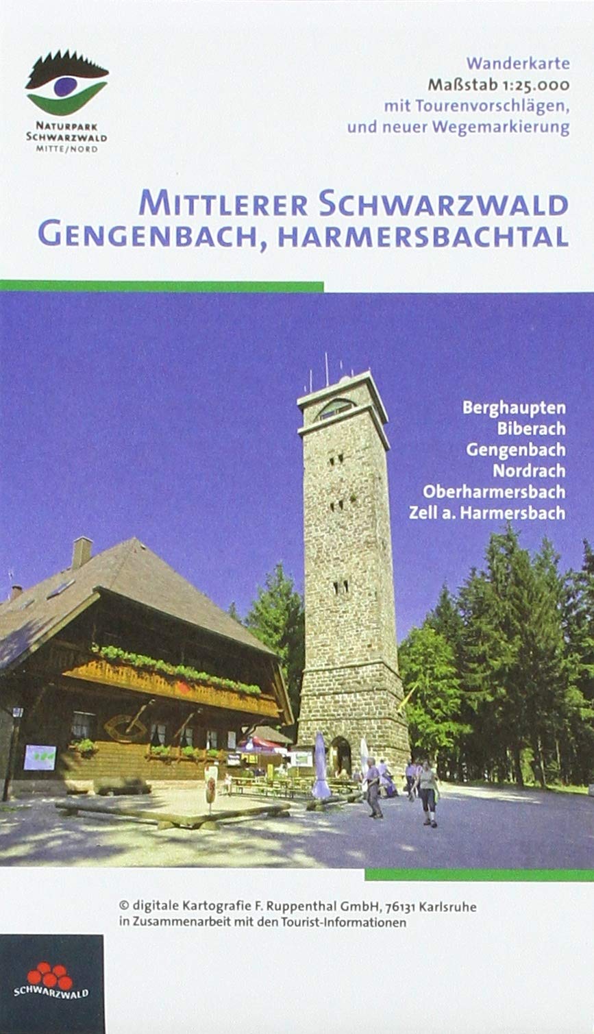 Wanderkarte Mittlerer Schwarzwald: Ferienregion Brandenkopf - Gengenbach, Berghaupten, Biberach, Gengenbach, Nordrach, Oberharmersbach, Ohlsbach, Zell am Harmersbach. 1:25000 Geology & Geography