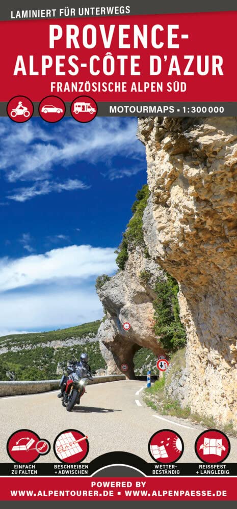 MoTourMaps Provence-Alpes-Côte d'Azur (Französische Alpen Süd) Auto- und Motorradkarte 1:300.000 Leisure, Home & Garden