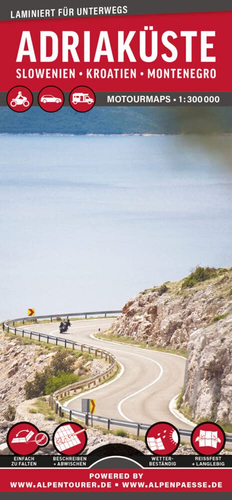 MoTourMaps Adriaküste Slowenien . Kroatien . Montenegro Auto- und Motorradkarte 1:300.000 Leisure, Home & Garden