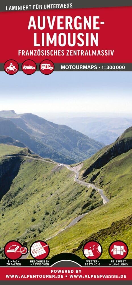 MoTourMaps Auvergne-Limousin Auto- und Motorradkarte 1:300.000 Leisure, Home & Garden