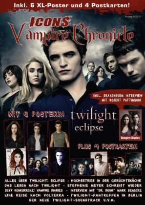 Icons Vampire Chronicle Twilight 02/10 Limited Edition mit 6 Postern, 4 Postkarten + XL-Sticker, allen Infos zu " Eclipse " und neuem Interview mit Robert Pattinson! book
