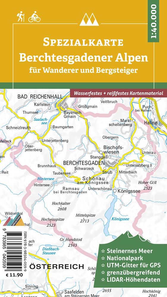 Spezialkarte Berchtesgadener Alpen für Wanderer und Bergsteiger: mit Tourenführer, Schutzhüttenverzeichnis und Blumenfibel, wasserfest, reissfest Leisure, Home & Garden