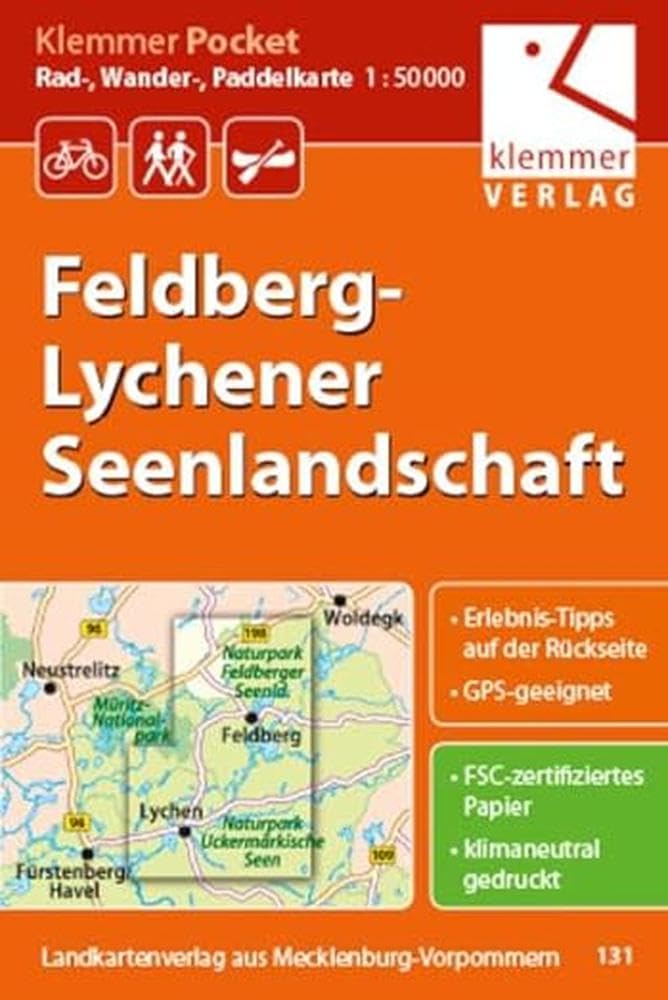 Klemmer Pocket Rad-, Wander- und Paddelkarte Feldberg - Lychener Seenlandschaft 1 : 50 000 book