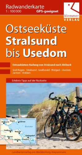 Radwanderkarte Ostseeküste Stralsund bis Usedom: Maßstab 1:100.000, GPS geeignet, Erlebnis-Tipps auf der Rückseite Maps & Plans