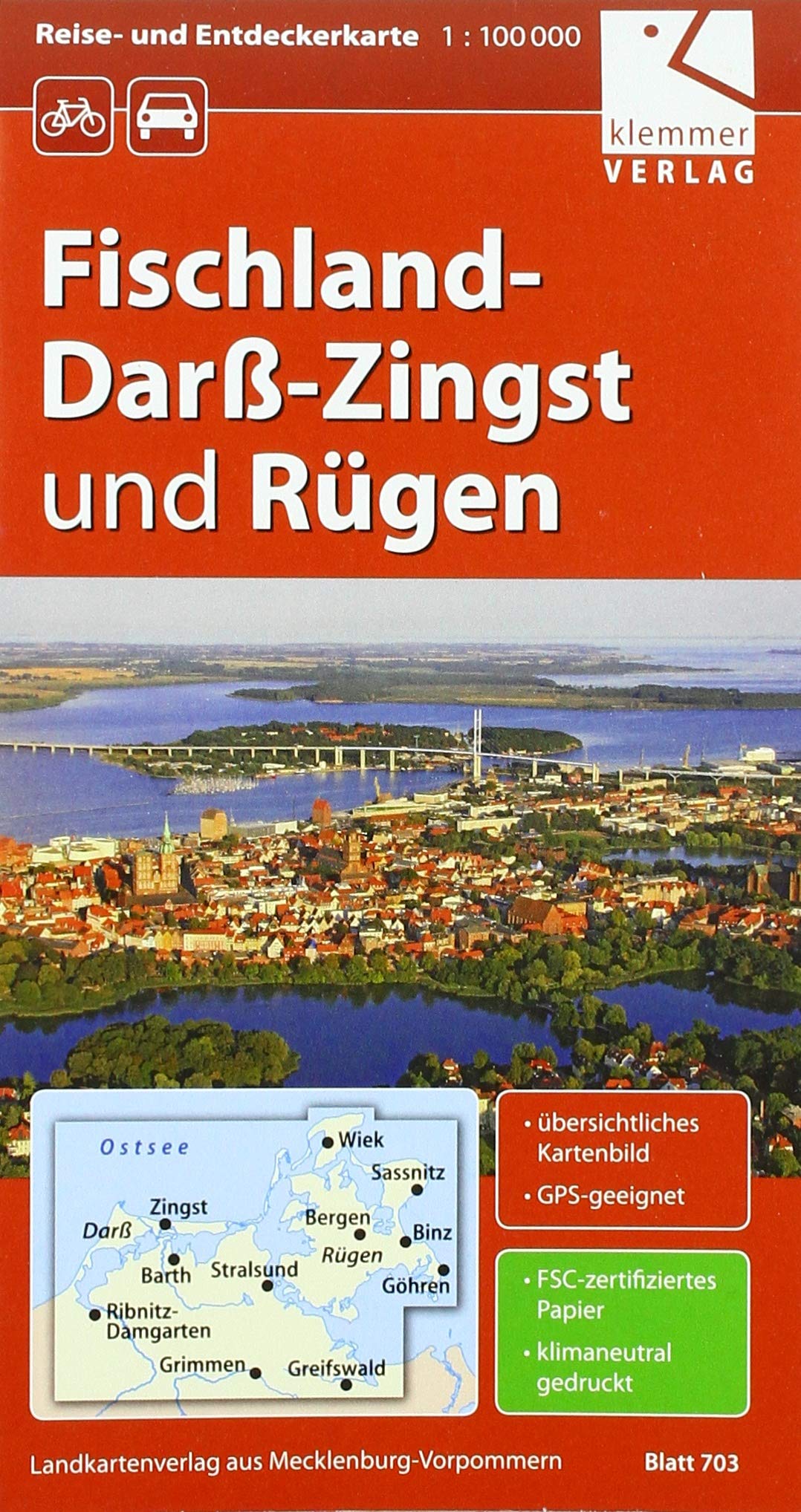 Reise- und Entdeckerkarte Fischland-Darß-Zingst und Rügen Leisure, Home & Garden