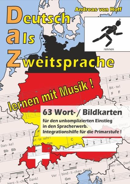 63 Wort-/Bildkarten zu Deutsch als Zweitsprache, lernen mit Musik book