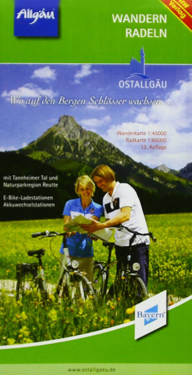 Wandern und Radeln im Ostallgäu: Wanderkarte 1 : 45 000, Radkarte 1 : 60 000. Mit Tannheimer Tal und Naturparkregion Reutte. E-Bike-Ladestationen, Akkuwechselstationen Maps & Plans